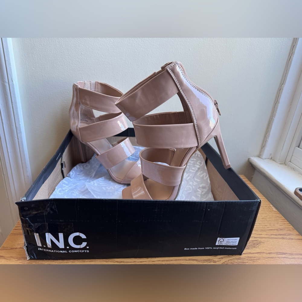 INC International Concepts Women's Nude Patent Heels